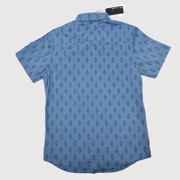 TravisMathew Sidetracked Button Down Shirt NWT Blue Print S - Picture 4 of 9